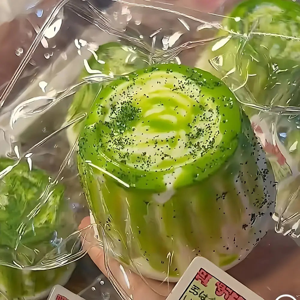 Matcha Pudding Squishy Toy – Slow Rising Food Grade Silicone Stress Relief
