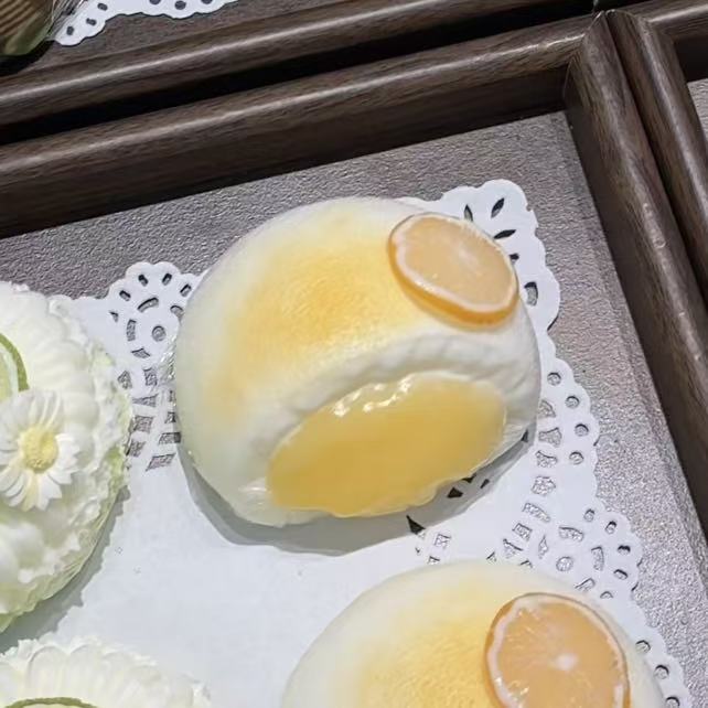 Orange Bitten Cake handmade silicone dessert squishy, approximately 175g