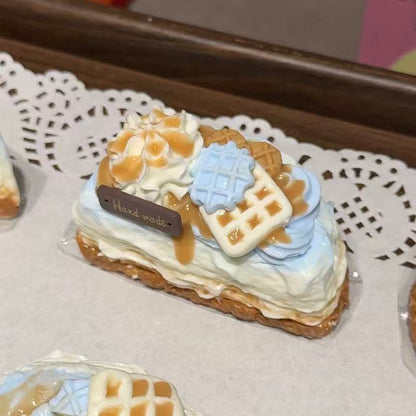 Sea Salt Caramel Half-Cut Cake handmade silicone dessert squishy, approximately 195g